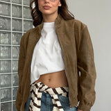 vintage khaki semišová bunda