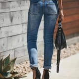 Dámské rovné džíny - Vysoký pas - Strečový denim - Pohodlný styl Distressed