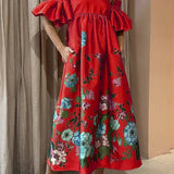 Arielle - Robe Élégante aux Manches Originales & Poches Pratiques