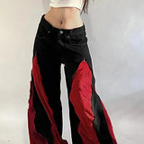 Džíny Harajuku Patchwork Wide Leg