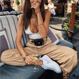 Široké streetwear kalhoty s řetízkem