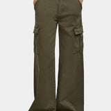 Kalhoty cargo s vysokým pasem, stahovací šňůrkou a kapsami