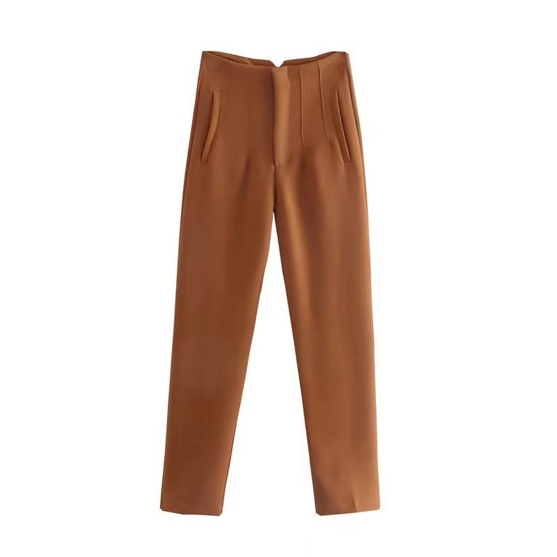 Dámské kalhoty - Vysoký pas - Slim Fit - Elegantní kalhoty - Lehká prodyšná tkanina