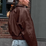 vintage hnědá bunda z PU kůže