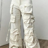 Černé cargo kalhoty Y2K se širokými nohavicemi