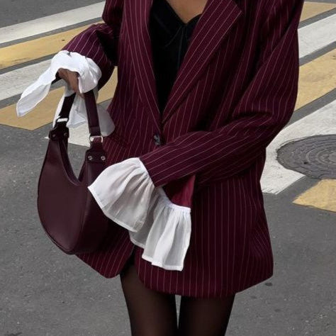 Vintage patchworkový pruhovaný blazer
