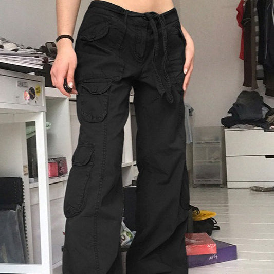 Ležérní vintage cargo džíny, volný rovný střih