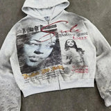 Vintage mikina s kamínkovým potiskem a streetwearovým stylem