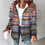 Dámský kardigan - Texturovaný úplet - Pohodlný oversized střih - Sherpa kapuce