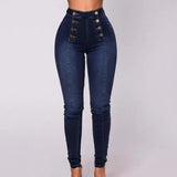 Dámské džíny - Strečový denim - Vysoký pas - Slim Fit - Délka po kotníky