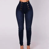 Dámské džíny - Strečový denim - Vysoký pas - Slim Fit - Délka po kotníky