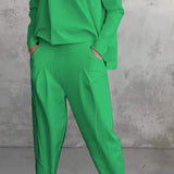 Dámská společenská souprava – Pohodlný střih – Měkký úplet – Rovné kalhoty