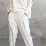 Dámská společenská souprava – Pohodlný střih – Měkký úplet – Rovné kalhoty