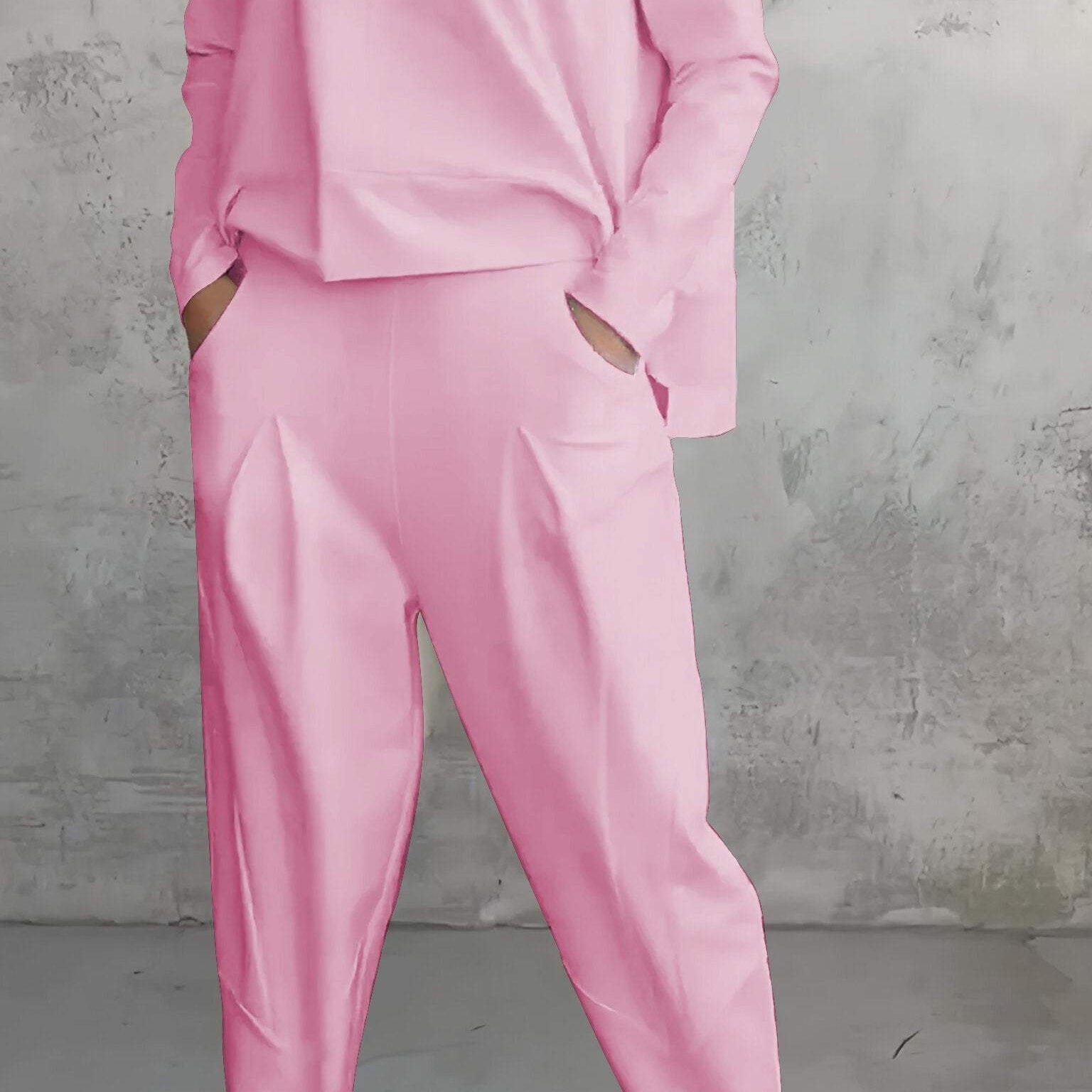 Dámská společenská souprava – Pohodlný střih – Měkký úplet – Rovné kalhoty