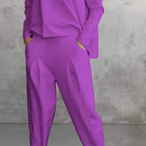 Dámská společenská souprava – Pohodlný střih – Měkký úplet – Rovné kalhoty