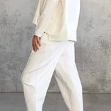 Dámská společenská souprava – Pohodlný střih – Měkký úplet – Rovné kalhoty