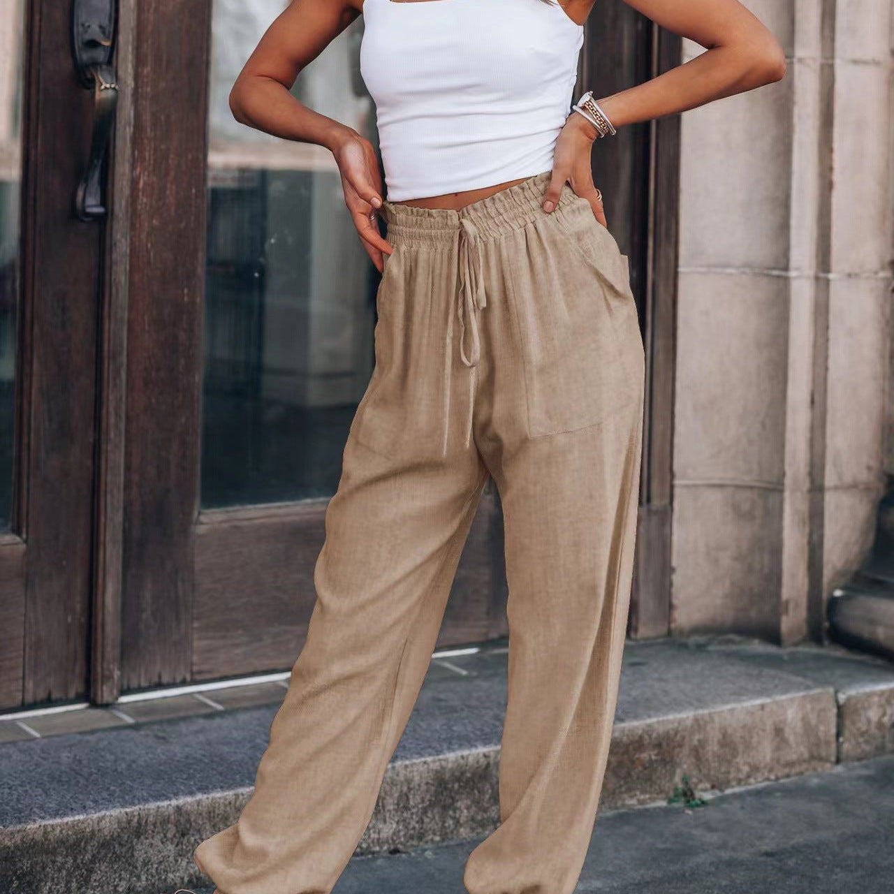 Dámské harémové kalhoty - Volné a pohodlné - Nastavitelný elastický pas - Ležérní elegantní styl