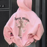 Volná mikina na zip v ležérním streetwear stylu s potiskem andělů