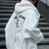 Volná mikina na zip v ležérním streetwear stylu s potiskem andělů