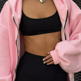 Volná mikina na zip v ležérním streetwear stylu s potiskem andělů