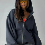 Volná mikina na zip v ležérním streetwear stylu s potiskem andělů