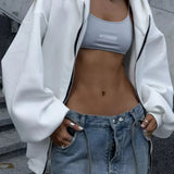 Volná mikina na zip v ležérním streetwear stylu s potiskem andělů