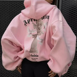 Volná mikina na zip v ležérním streetwear stylu s potiskem andělů