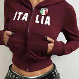 Zkrácená mikina na zip s potiskem