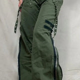 Nízkopasové rozšířené punkové cargo kalhoty se zapínáním na zip