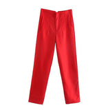 Dámské kalhoty - Vysoký pas - Slim Fit - Elegantní kalhoty - Lehká prodyšná tkanina