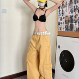 Ležérní džínové cargo kalhoty s rovnými nohavicemi