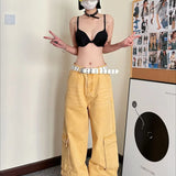 Ležérní džínové cargo kalhoty s rovnými nohavicemi