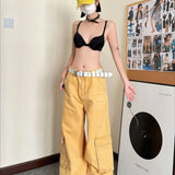 Ležérní džínové cargo kalhoty s rovnými nohavicemi