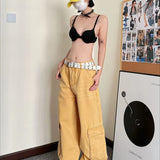 Ležérní džínové cargo kalhoty s rovnými nohavicemi