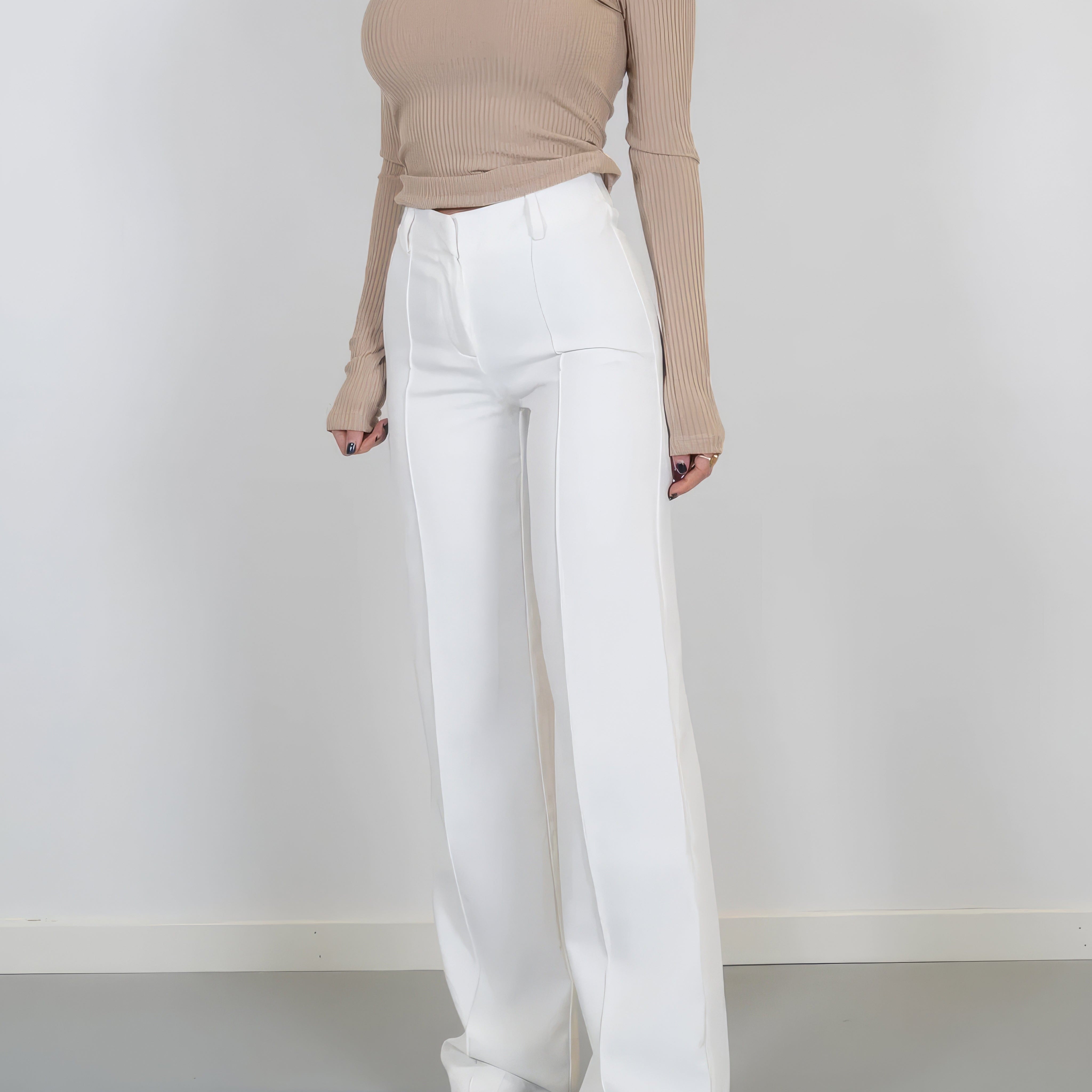 Dámské kalhoty - Vysoký pas - Široké nohavice - Elegantní a pohodlné