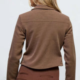 Vintage tmavě hnědá slim fit bunda, styl 21. století