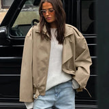 Vintage khaki oversized trenčkot s klopami