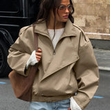 Vintage khaki oversized trenčkot s klopami